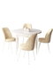 Hanah Home Juego de Mesa y Sillas de Comedor 5 Piezas, Blanco y Crema, Aglomerado y Metal